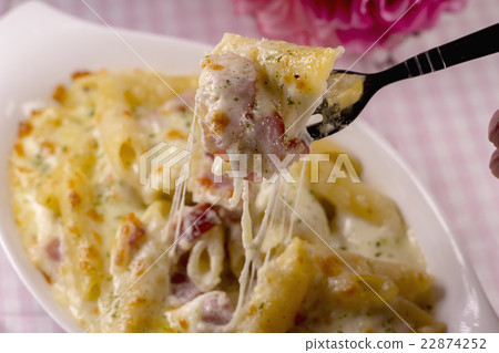 Penne Pasta Bake with cheese on a Fork Penne Pasta Bake with cheese on a Fork 22874252