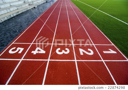 Red treadmill with the numbering from one to five Red treadmill with the numbering from one to five 22874298