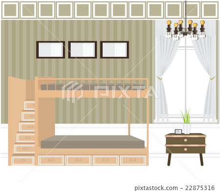 Bedroom interior design, bunk beds. Bedroom interior design, bunk beds. 22875316