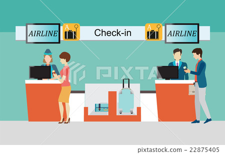 Business people checking in counter airplane. 22875405