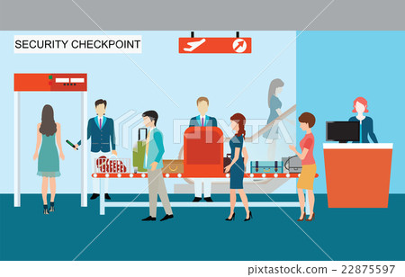 Businesspeople in airport terminal,security check. Businesspeople in airport terminal,security check. 22875597