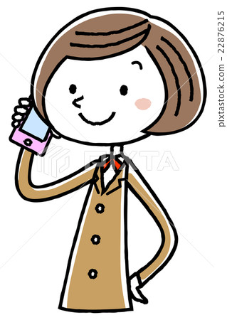 插圖素材:學生女人打電話女性 插圖素材:學生女人打電話女性 22876215