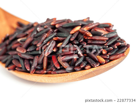 rice berry in wooden spoon isolated on white rice berry in wooden spoon isolated on white 22877334
