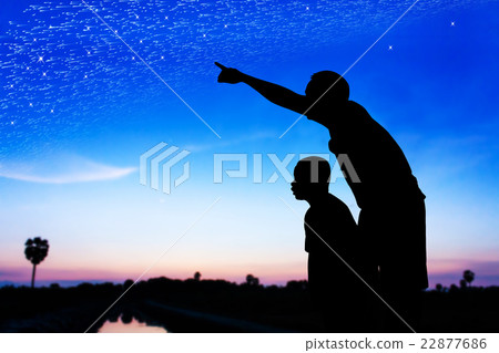 Silhouette of father and son Silhouette of father and son 22877686