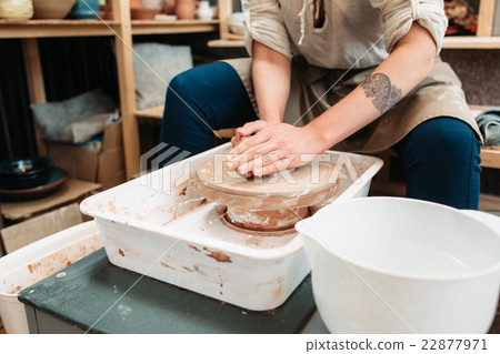 Pottery making art therapy process front view 22877971