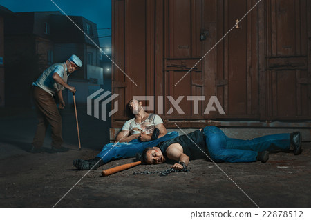 Old man beaten by thugs. Old man beaten by thugs. 22878512