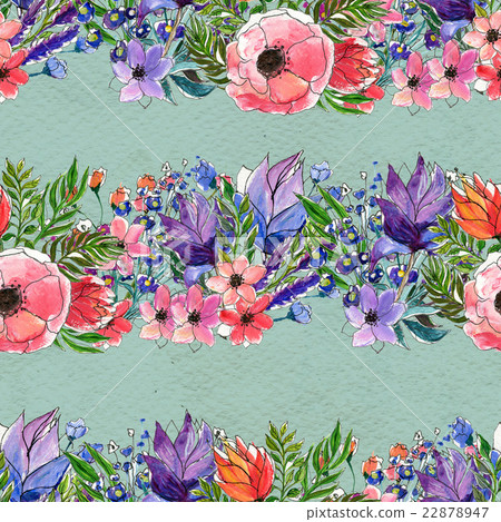 Seamless watercolor floral pattern - Stock Illustration [22878947] - PIXTA