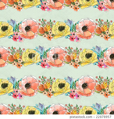 Seamless watercolor floral pattern - Stock Illustration [22878957] - PIXTA