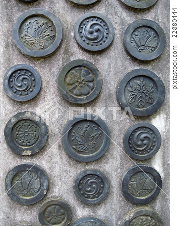 World Heritage Japanese family crest on the wall of Himeji castle Blazons on Himeji castle in Japan 22880444