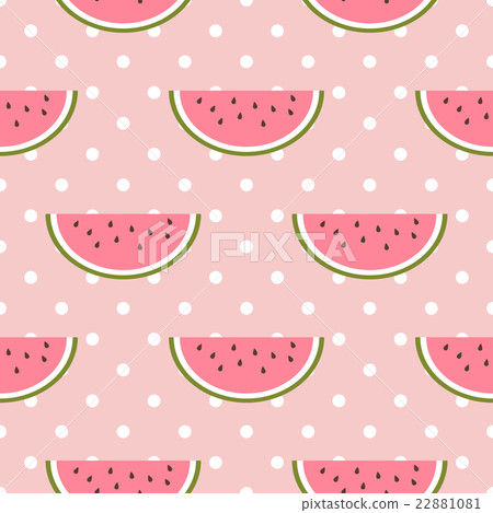Watermelon seamless pattern with polka dot - Stock Illustration ...