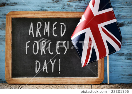 text armed forces day and flag of United Kingdom 22881596