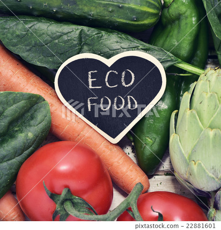 raw vegetables and text eco food 22881601