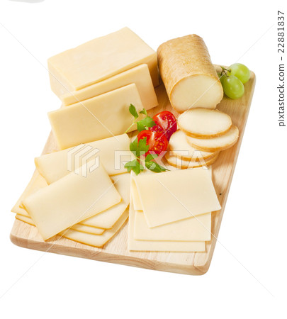variety of sliced cheeses 22881837