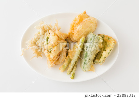 Variety of vegetable tempura various white back 22882312