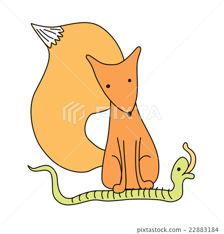 cartoon little fox with speech bubble 22883184