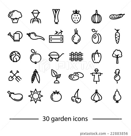 set of garden line icons 22883856