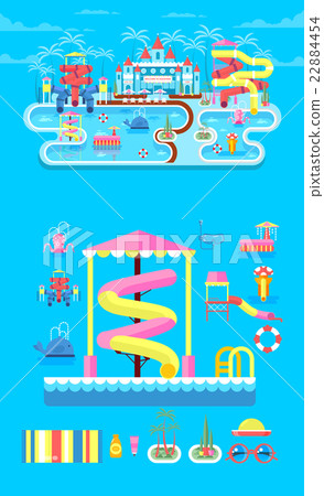 illustration set elements water park - Stock Illustration [22884454 ...