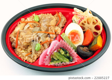 雞飯煮熟的飯盒午餐 22885227