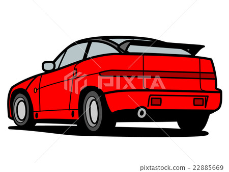 跑車背面圖紅色 22885669