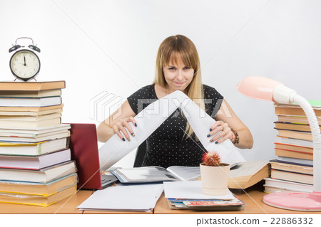 Student with contempt crumples drawing course project 22886332