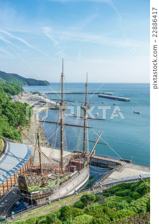 Galleon ship in the harbor Galleon ship in the harbor 22886417