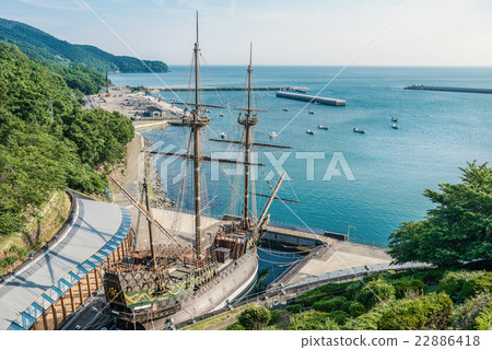 Galleon ship in the harbor Galleon ship in the harbor 22886418