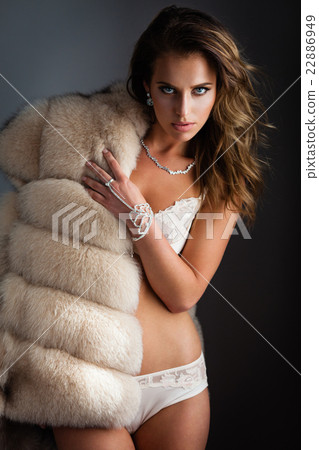 Sexy lingerie in fur coat Sexy lingerie in fur coat 22886949