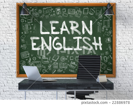 Hand Drawn Learn English on Office Chalkboard. Hand Drawn Learn English on Office Chalkboard. 22886978