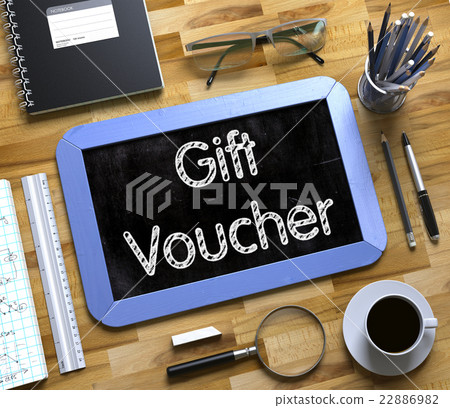 Small Chalkboard with Gift Voucher Concept. Small Chalkboard with Gift Voucher Concept. 22886982