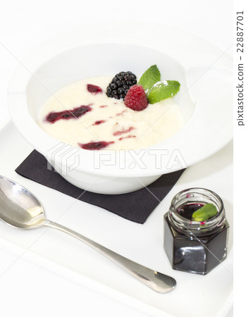 semolina with jam on a white background in the res 22887701