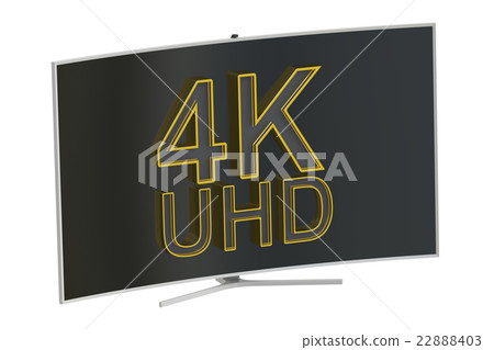 Curved 4K UltraHD TV, 3D rendering Curved 4K UltraHD TV, 3D rendering 22888403