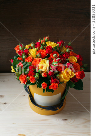 Rich bunch of pink eustoma and roses flowers 22889331