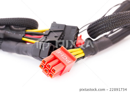Close Up PCI-E cable video card Close Up PCI-E cable video card 22891734
