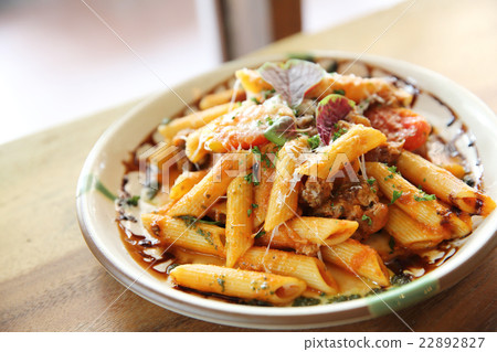 Penne pasta in tomato sauce with meatballs Penne pasta in tomato sauce with meatballs 22892827