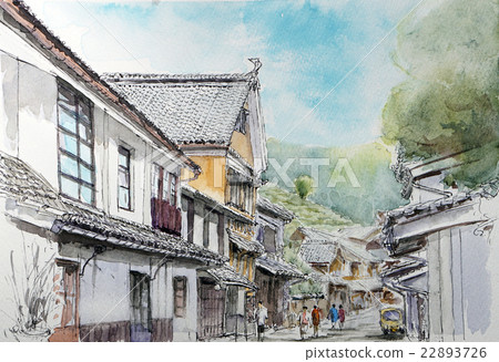 Uchiko的城市景觀的素描畫 22893726