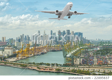 Aerial view of Singapore shipping port Aerial view of Singapore shipping port 22895637