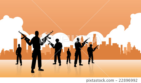 Terrorist Group Over City View Banner Terrorist Group Over City View Banner 22896992
