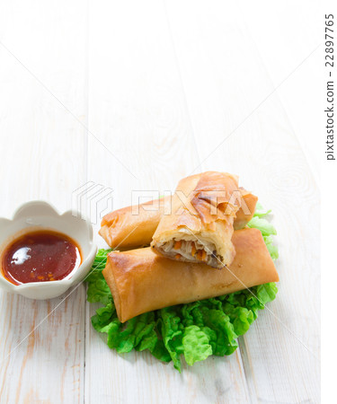 Fried Chinese Traditional Spring rolls food 22897765