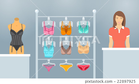 Lingerie shop interior vector flat illustration 22897925