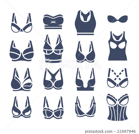 Bra design vector flat silhouettes icons set 22897946