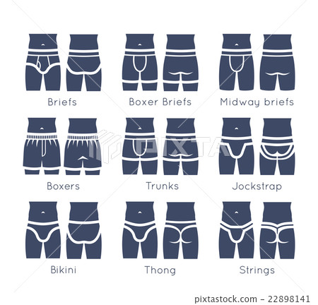 Male underwear types flat silhouettes icons set Male underwear types flat silhouettes icons set 22898141