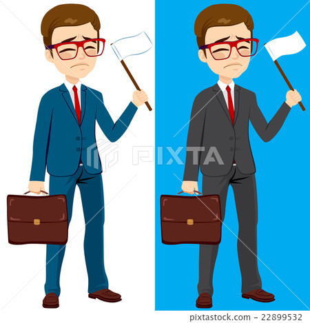 Businessman Waving White Flag 22899532