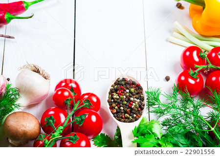 frame of different vegetables and mushrooms frame of different vegetables and mushrooms 22901556