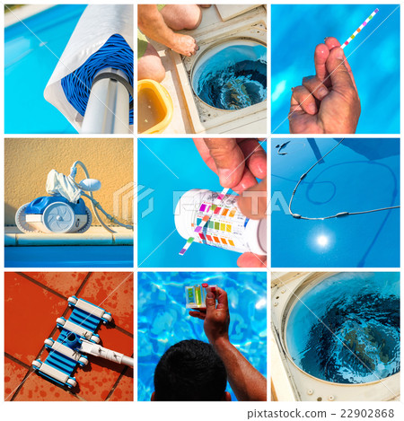 Collage maintenance of a private pool Collage maintenance of a private pool 22902868