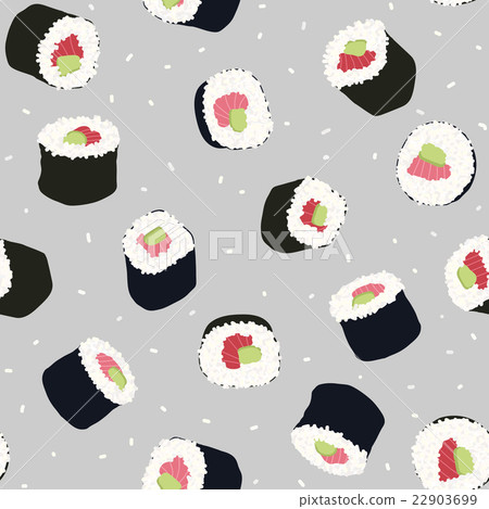 Sushi rolls. Salmon and avocado. Seamless pattern. 22903699