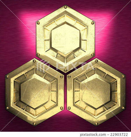 pink metal background with yellow element. 3D  22903722