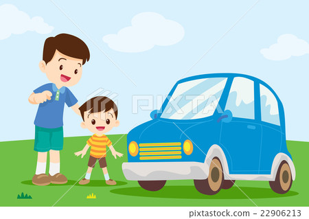 dad and son look at car 22906213