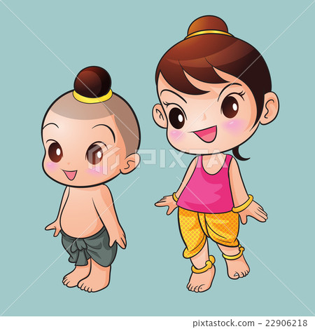 Traditional Thai cute boy and girl Traditional Thai cute boy and girl 22906218