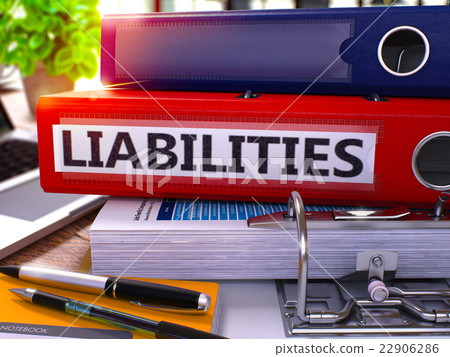 Red Office Folder with Inscription Liabilities. 22906286