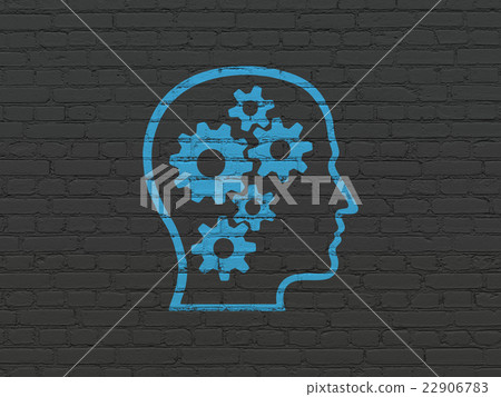 Data concept: Head With Gears on wall background 22906783